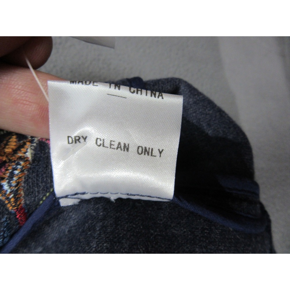 Trench Coat Jacket Women XL Blue Floral Vibrant Embroidered Longline Blazer - Picture 12 of 15